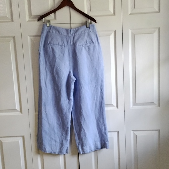 Loft wide leg 100 Linen ZIP front pants size 8 P - Picture 6 of 9